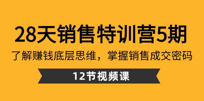 28天·销售特训营5期：了解赚钱底层思维，掌握销售成交密码（12节课）-有量联盟