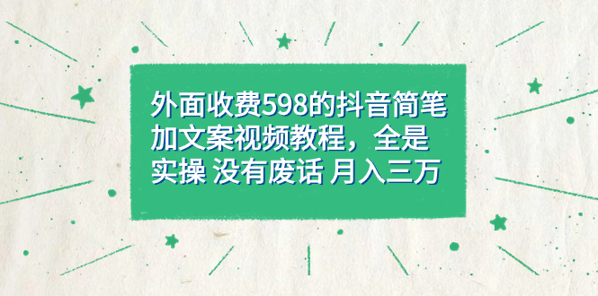 外面收费598抖音简笔加文案教程，全是实操 没有废话 月入三万（教程+资料）-有量联盟