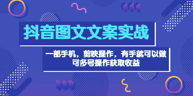 抖音图文毒文案实战：一部手机 剪映操作 有手就能做，单号日入几十 可多号-有量联盟