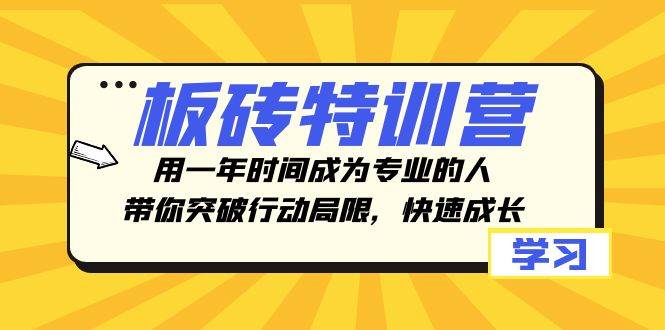 板砖特训营，用一年时间成为专业的人，带你突破行动局限，快速成长-有量联盟