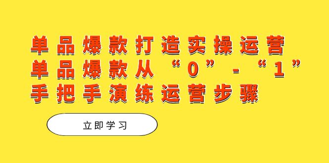 单品爆款打造实操运营，单品爆款从“0”-“1”手把手演练运营步骤-有量联盟