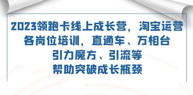 2023领跑·卡 线上成长营 淘宝运营各岗位培训 直通车 万相台 引力魔方 引流-有量联盟