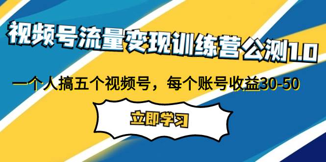 视频号流量变现训练营公测1.0：一个人搞五个视频号，每个账号收益30-50-有量联盟