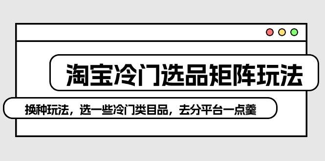 淘宝冷门选品矩阵玩法：换种玩法，选一些冷门类目品，去分平台一点羹-有量联盟