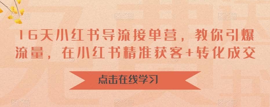 16天-小红书 导流接单营，教你引爆流量，在小红书精准获客+转化成交-有量联盟