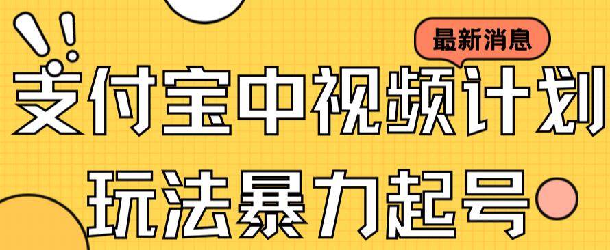 支付宝中视频玩法暴力起号影视起号有播放即可获得收益（带素材）-有量联盟