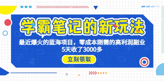 学霸笔记新玩法，最近爆火的蓝海项目，0成本高利润副业，5天收了3000多-有量联盟