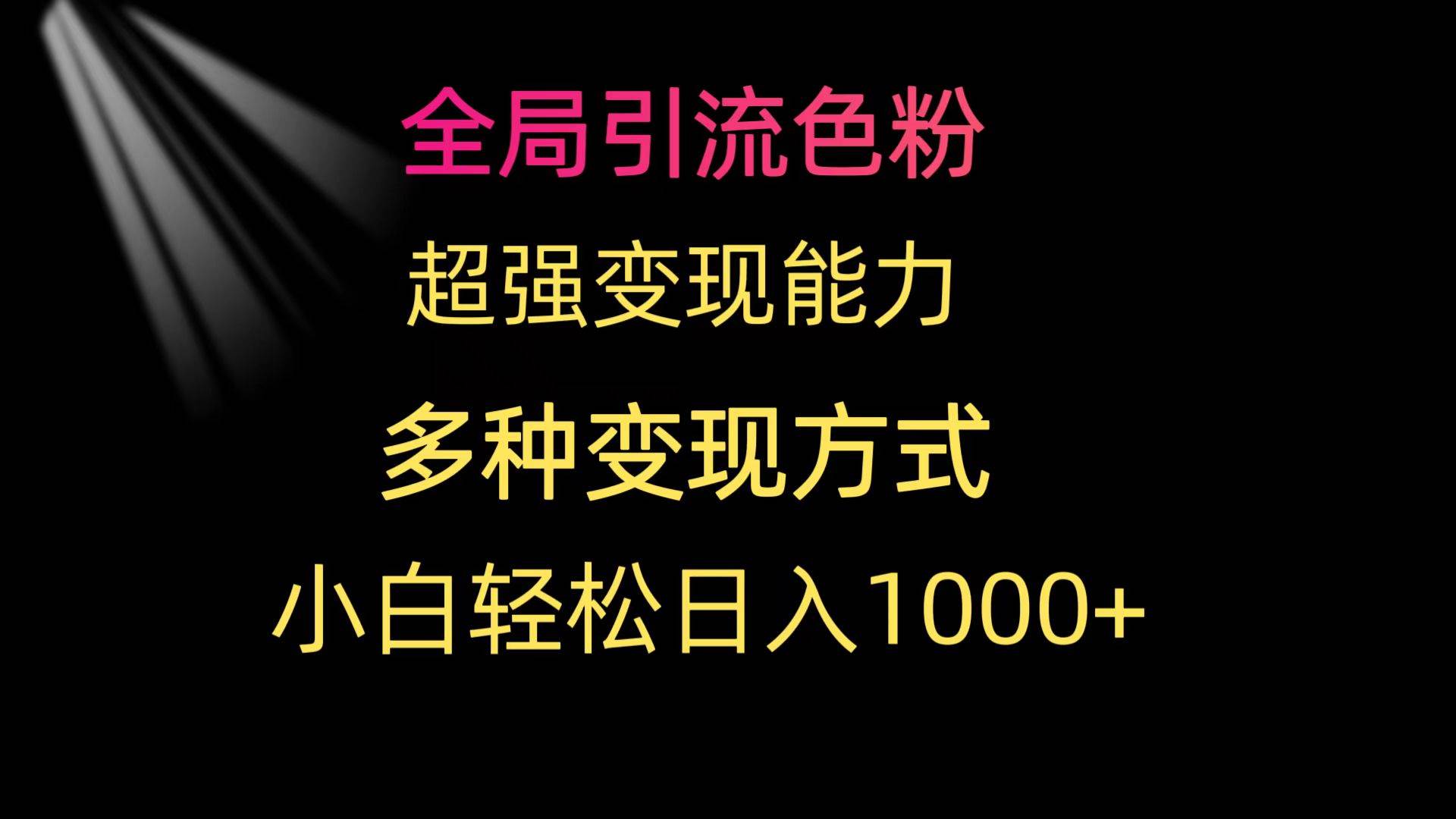 全局引流色粉 超强变现能力 多种变现方式 小白轻松日入1000+-有量联盟