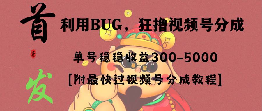 全网独家首发，视频号BUG，超短期项目，单号每日净收益300-5000！-有量联盟