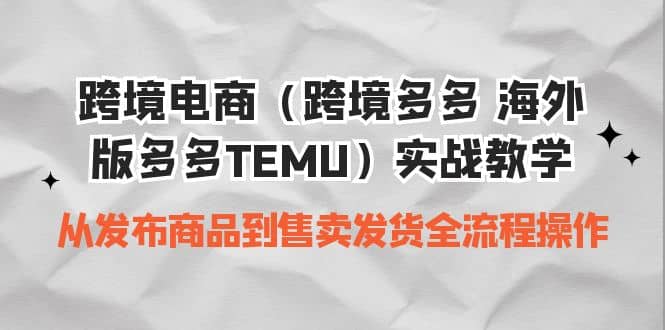 跨境电商（跨境多多 海外版多多TEMU）实操教学 从发布商品到售卖发货全流程-有量联盟