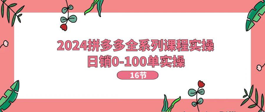 2024拼多多全系列课程实操，日销0-100单实操【16节课】-有量联盟