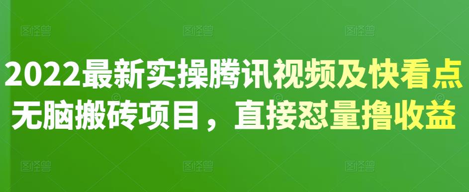 2022最新实操腾讯视频及快看点无脑搬砖项目，直接怼量撸收益-有量联盟