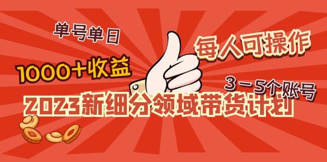 2023新细分领域带货计划：单号单日1000+收益不难，每人可操作3-5个账号-有量联盟