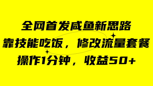 咸鱼冷门新玩法，靠“技能吃饭”，修改流量套餐，操作1分钟，收益50+-有量联盟