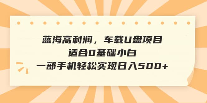 蓝海高利润，车载U盘项目，适合0基础小白，一部手机轻松实现日入500+-有量联盟