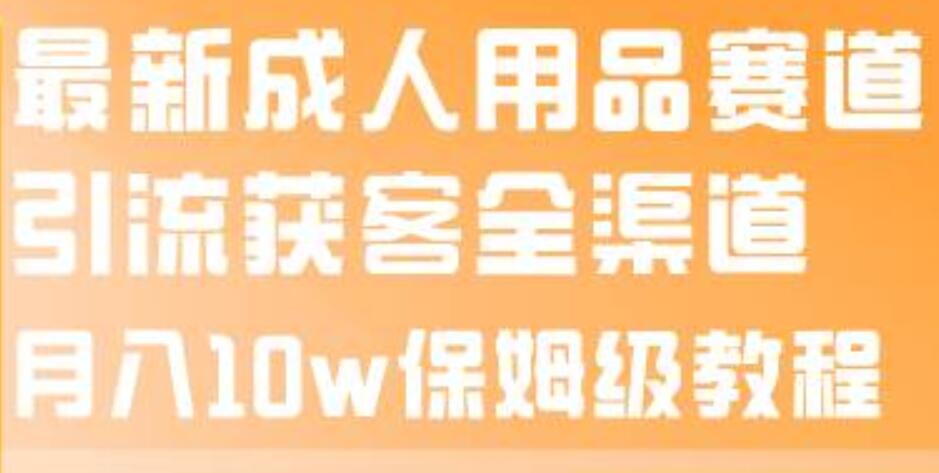 最新成人用品赛道引流获客全渠道，月入10w保姆级教程-有量联盟