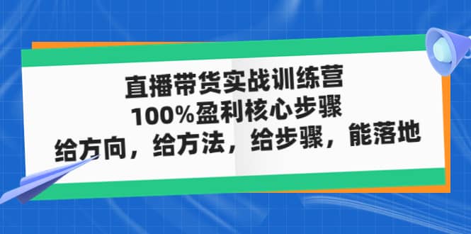 直播带货实战训练营：100%盈利核心步骤，给方向，给方法，给步骤，能落地-有量联盟