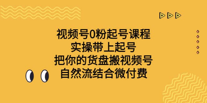 视频号0粉起号课程 实操带上起号 把你的货盘搬视频号 自然流结合微付费-有量联盟