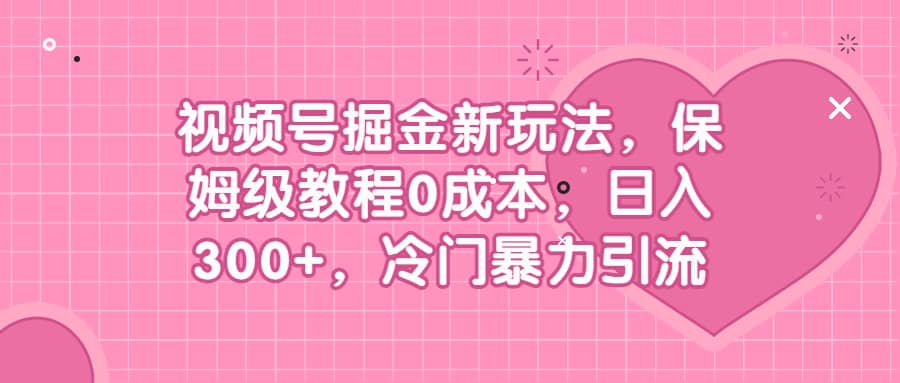 视频号掘金新玩法，保姆级教程0成本，日入300+，冷门暴力引流-有量联盟