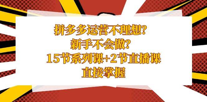 拼多多运营不理想？新手不会做？15节系列课+2节直播课，直接掌握-有量联盟