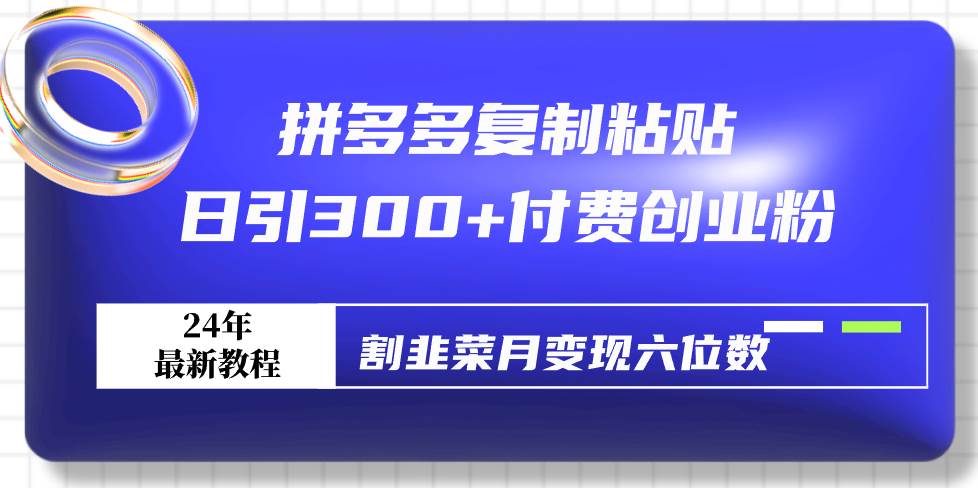 拼多多复制粘贴日引300+付费创业粉，割韭菜月变现六位数最新教程！-有量联盟