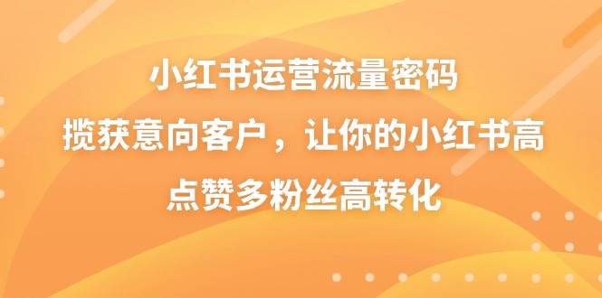 小红书运营流量密码，揽获意向客户，让你的小红书高点赞多粉丝高转化-有量联盟