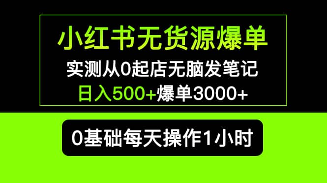 小红书无货源爆单 实测从0起店无脑发笔记爆单3000+长期项目可多店-有量联盟