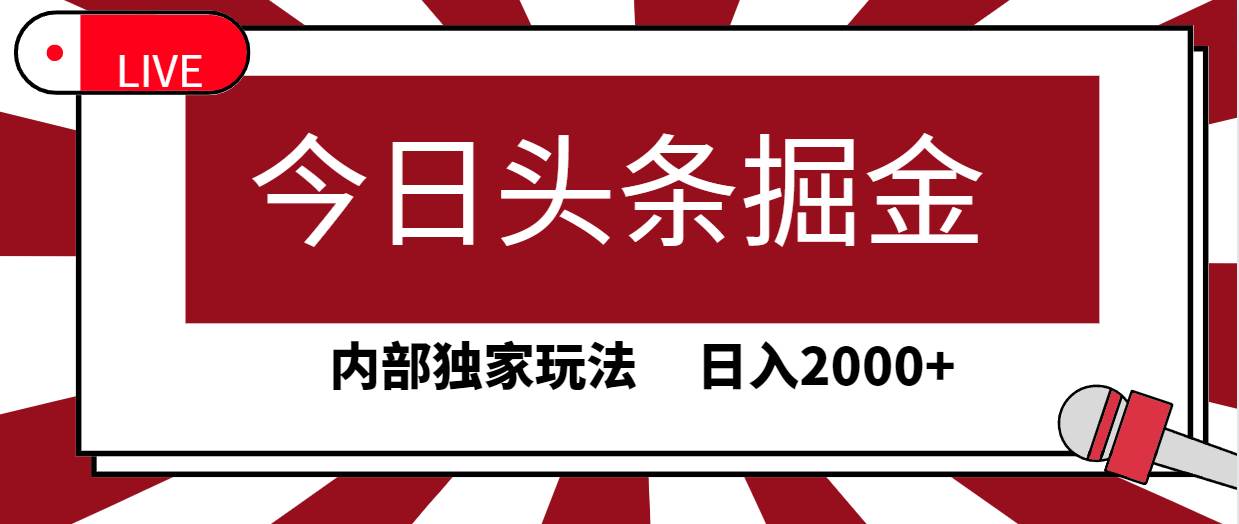 今日头条掘金，30秒一篇文章，内部独家玩法，日入2000+-有量联盟