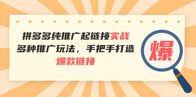 拼多多纯推广起链接实战：多种推广玩法，手把手打造爆款链接-有量联盟