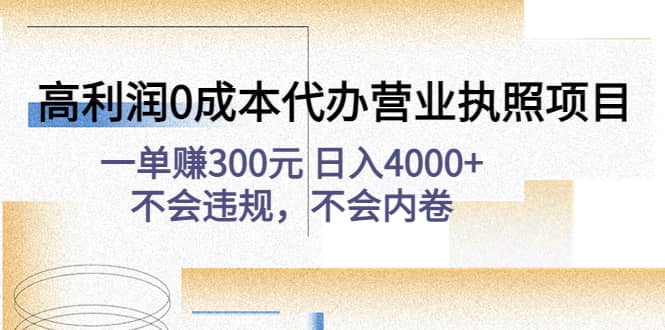 高利润0成本代办营业执照项目：不会违规，不会内卷-有量联盟