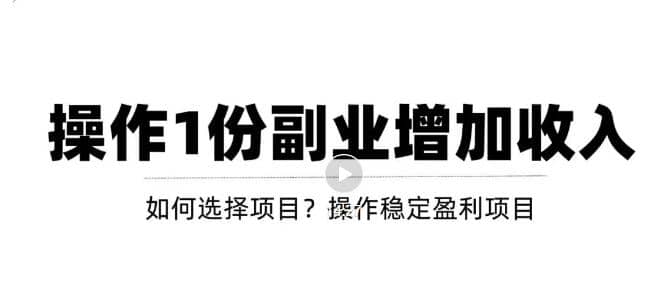 新手如何通过操作副业增加收入，从项目选择到玩法分享！【视频教程】-有量联盟