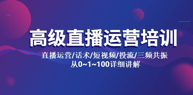 高级直播运营培训 直播运营/话术/短视频/投流/三频共振 从0~1~100详细讲解-有量联盟