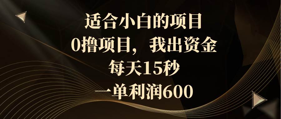 适合小白的项目，0撸项目，我出资金，每天15秒，一单利润600-有量联盟