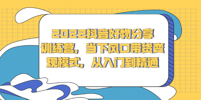 2022抖音好物分享训练营，当下风口带货变现模式，从入门到精通-有量联盟