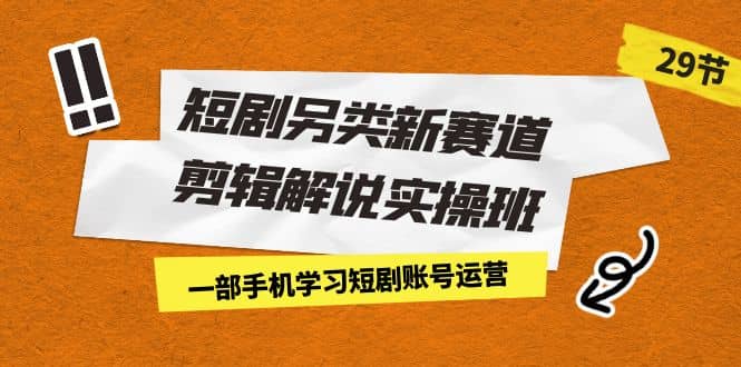 短剧另类新赛道剪辑解说实操班：一部手机学习短剧账号运营（29节 价值500）-有量联盟