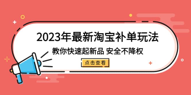 2023年最新淘宝补单玩法，教你快速起·新品，安全·不降权（18课时）-有量联盟