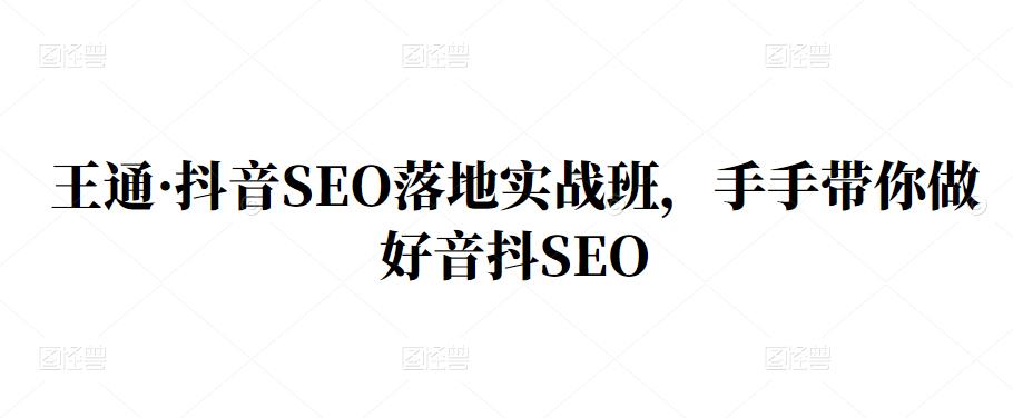 王通·抖音SEO落地实战班，手‬手带你做好音抖‬‬SEO-有量联盟