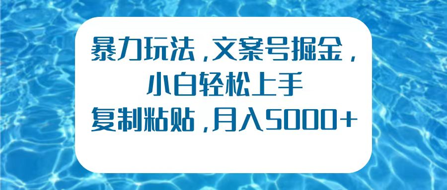 暴力玩法，文案号掘金，小白轻松上手，复制粘贴，月入5000+-有量联盟