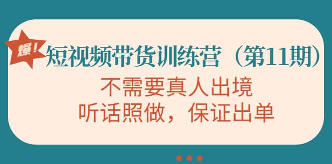 短视频带货训练营（第11期），不需要真人出境，听话照做，保证出单-有量联盟