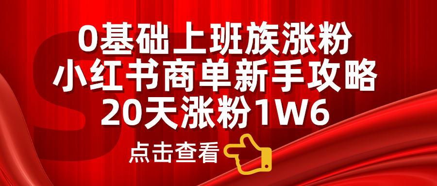 0基础上班族涨粉，小红书商单新手攻略，20天涨粉1.6w-有量联盟