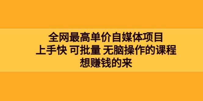 全网最单高价自媒体项目：上手快 可批量 无脑操作的课程，想赚钱的来-有量联盟