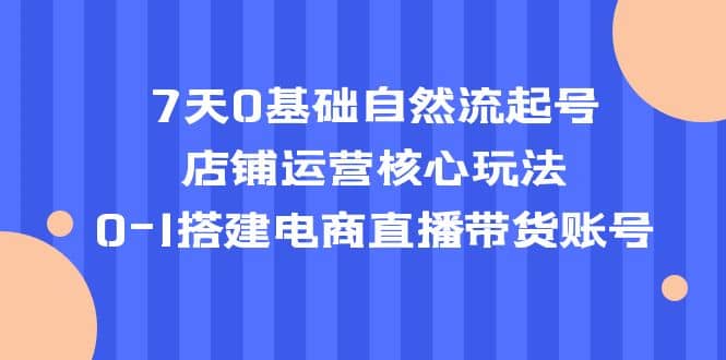 7天0基础自然流起号，店铺运营核心玩法，0-1搭建电商直播带货账号-有量联盟