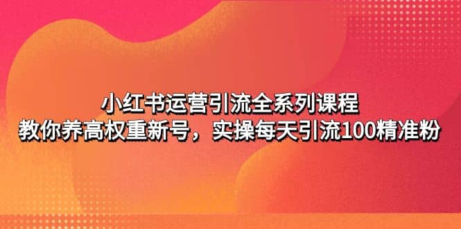 小红书运营引流全系列课程：教你养高权重新号-有量联盟