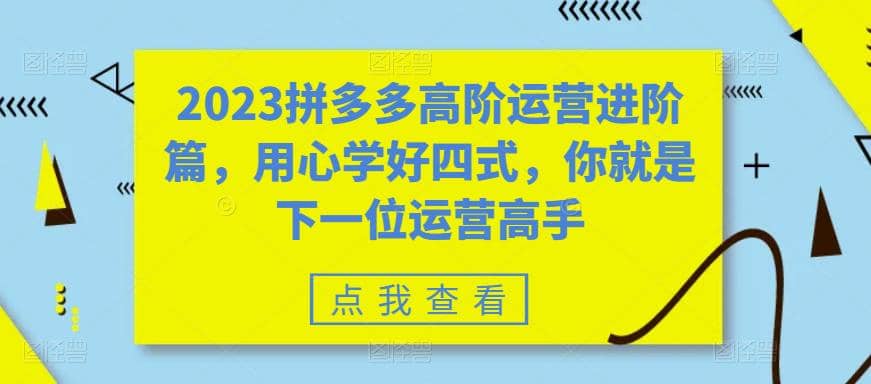 2023拼多多高阶运营进阶篇，用心学好四式，你就是下一位运营高手-有量联盟