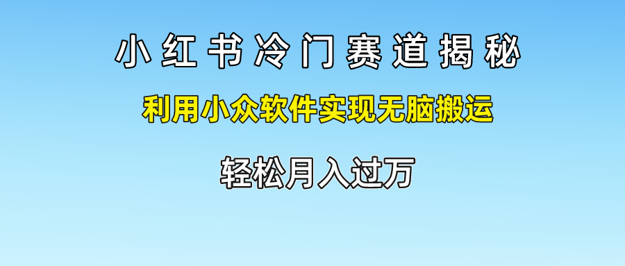 小红书冷门赛道揭秘,轻松月入过万，利用小众软件实现无脑搬运，-有量联盟