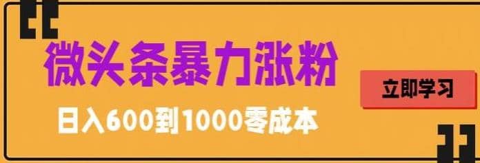 微头条暴力涨粉技巧搬运文案就能涨几万粉丝，简单0成本，日赚600-有量联盟