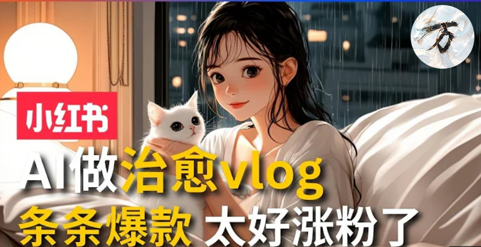 AI治愈系vlog动画视频，小红书7天 涨粉破千，商单报价1500+，0成本制作，日入2000+，有手就会 -有量联盟