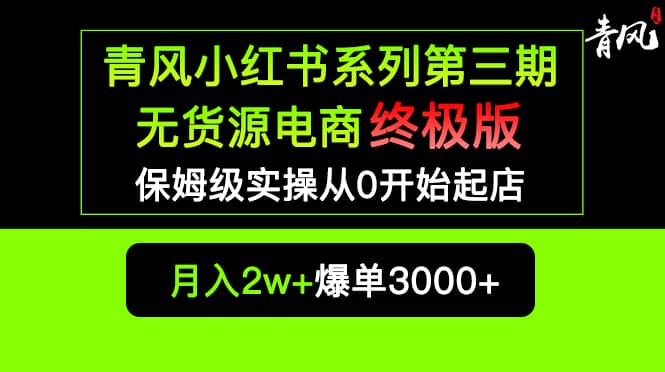 小红书无货源电商爆单终极版【视频教程+实战手册】保姆级实操从0起店爆单-有量联盟