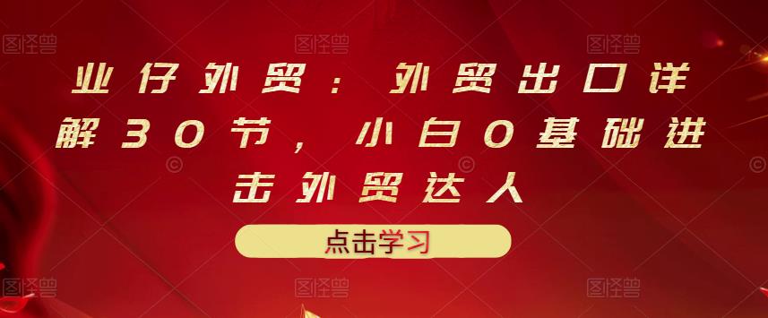 业仔外贸：外贸出口详解30节，小白0基础进击外贸达人 价值666元-有量联盟