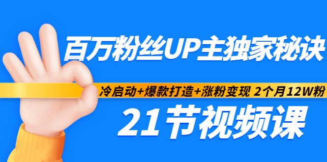 百万粉丝UP主独家秘诀：冷启动+爆款打造+涨粉变现2个月12W粉（21节视频课)-有量联盟